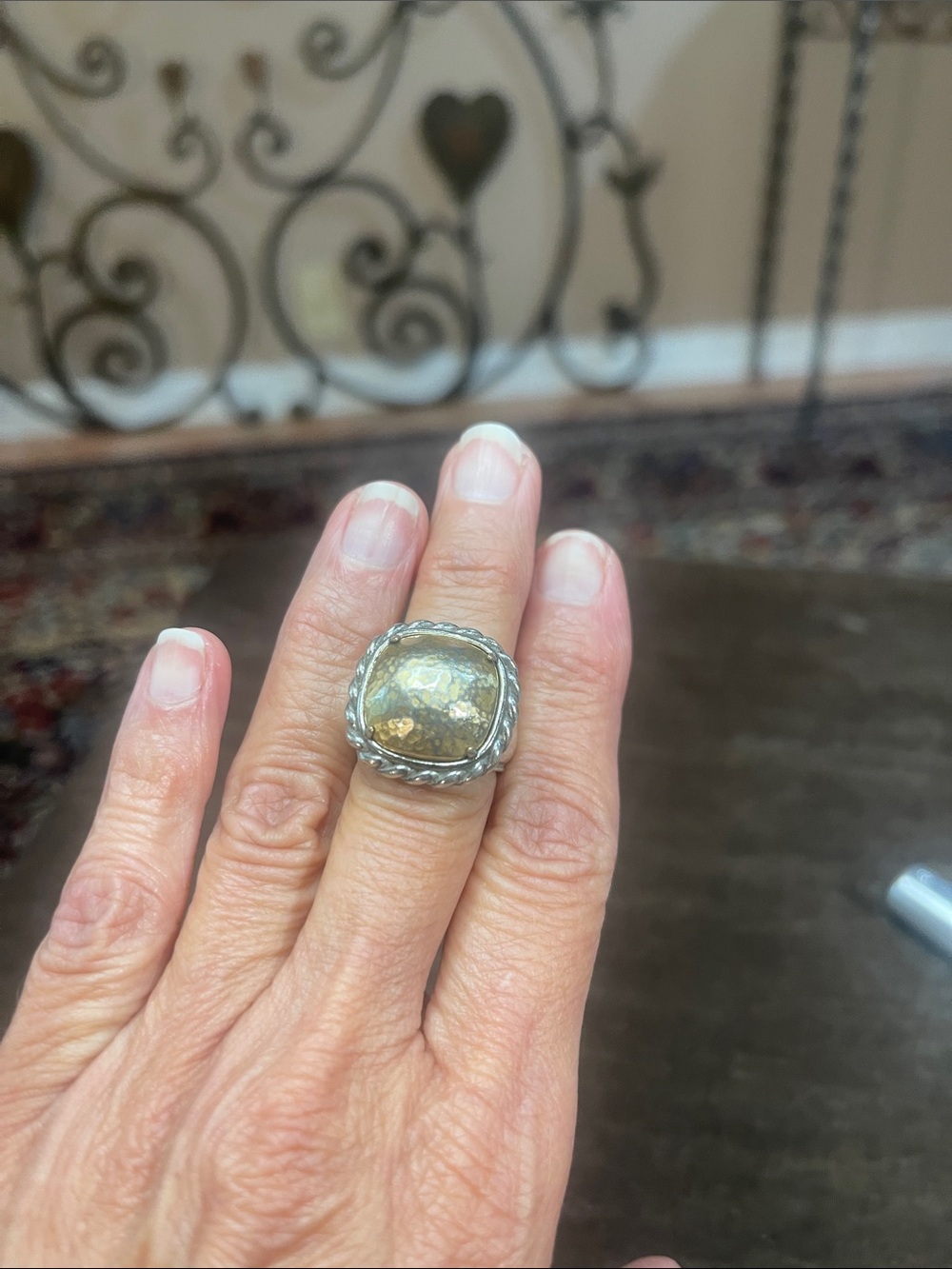 Silver Twisted Rope Ring - Classic Silver/Gold Tone